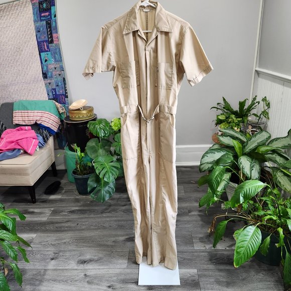 Vintage 1970's Khaki Work Jumpsuit / Coveralls - Picture 3 of 13